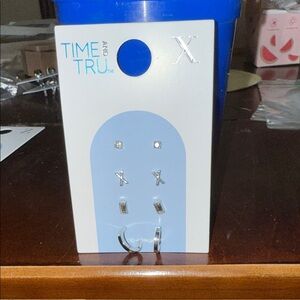 Initial X Time and Tru Silver Earring Collection